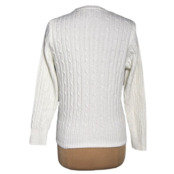 Polo Ralph Lauren white 100% cotton cable knit sweater 90’s minimalist Size XL - Picture 5 of 8